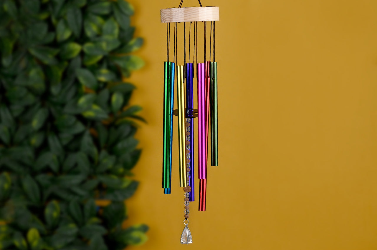 7 Mukhi Sphatik Kristall Sri Yantra Windspiel für Wohlstand