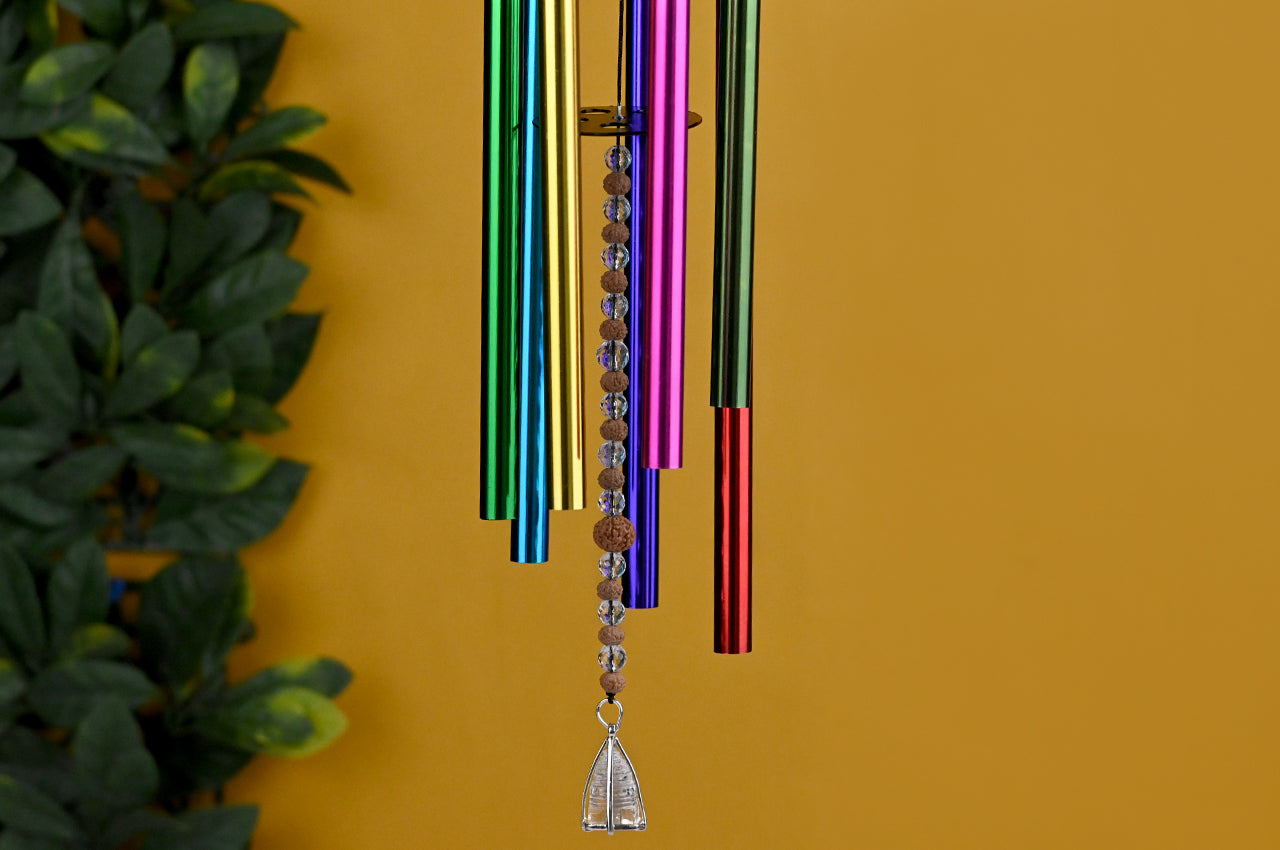 7 Mukhi Sphatik Kristall Sri Yantra Windspiel für Wohlstand