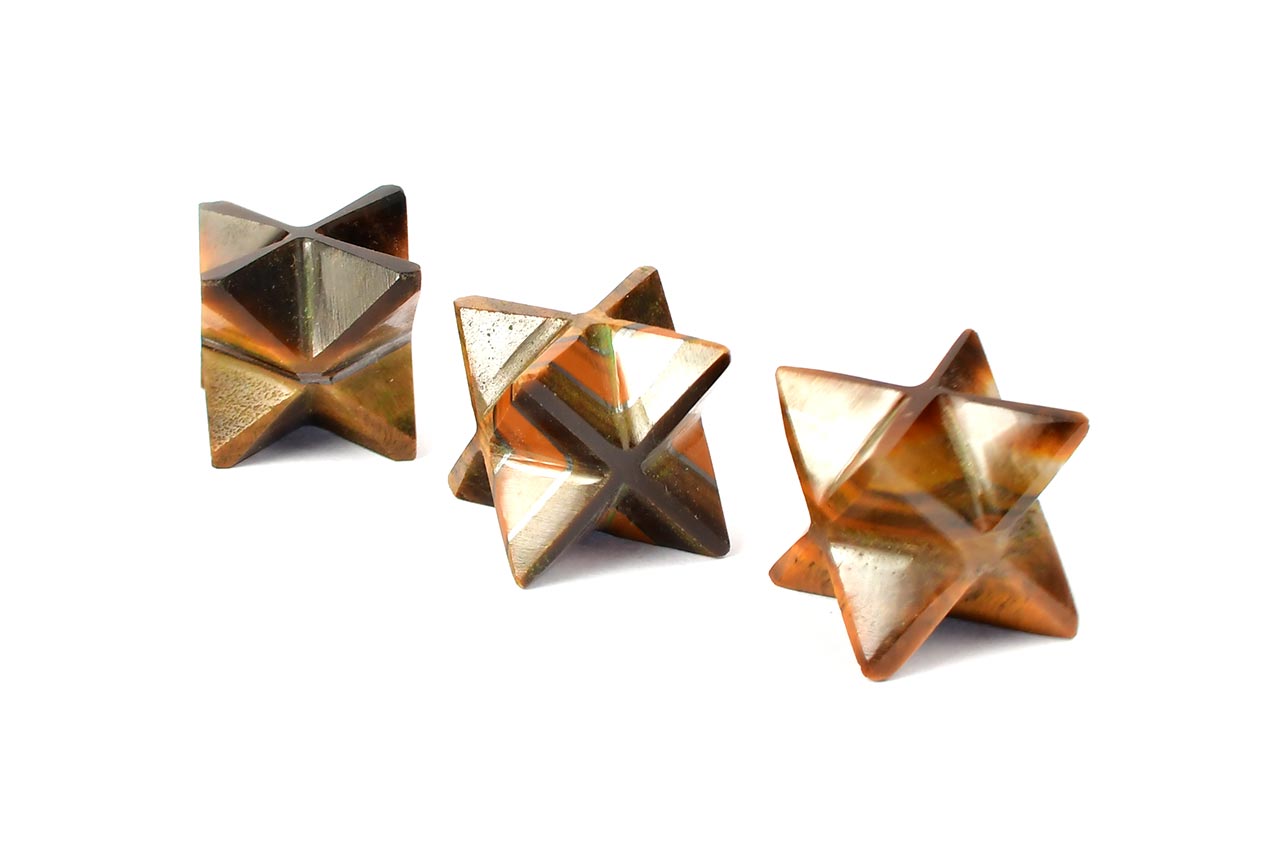 Sternpyramide im Tigerauge – 3er-Set – 21 g – I
