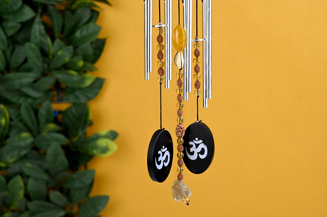 3 Mukhi Windspiele aus gelbem Citrin und Jade für Vitalität