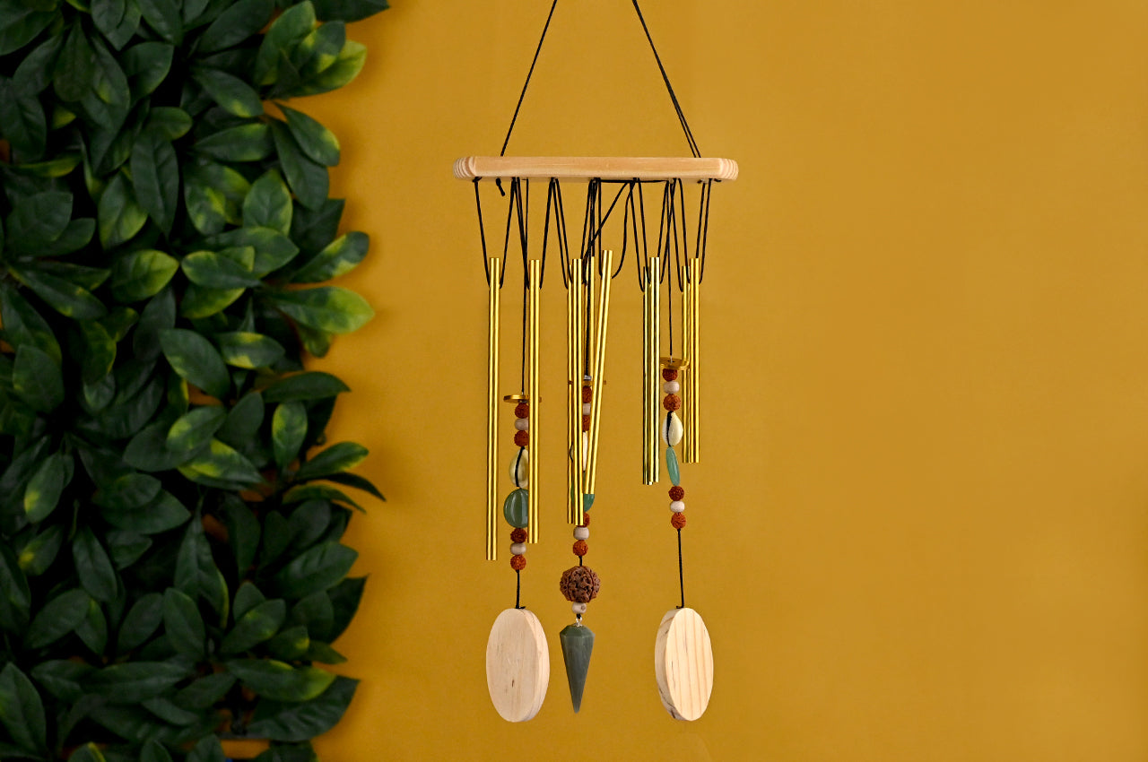 5 Mukhi Green Jade Cowry Windspiel für gute Gesundheit