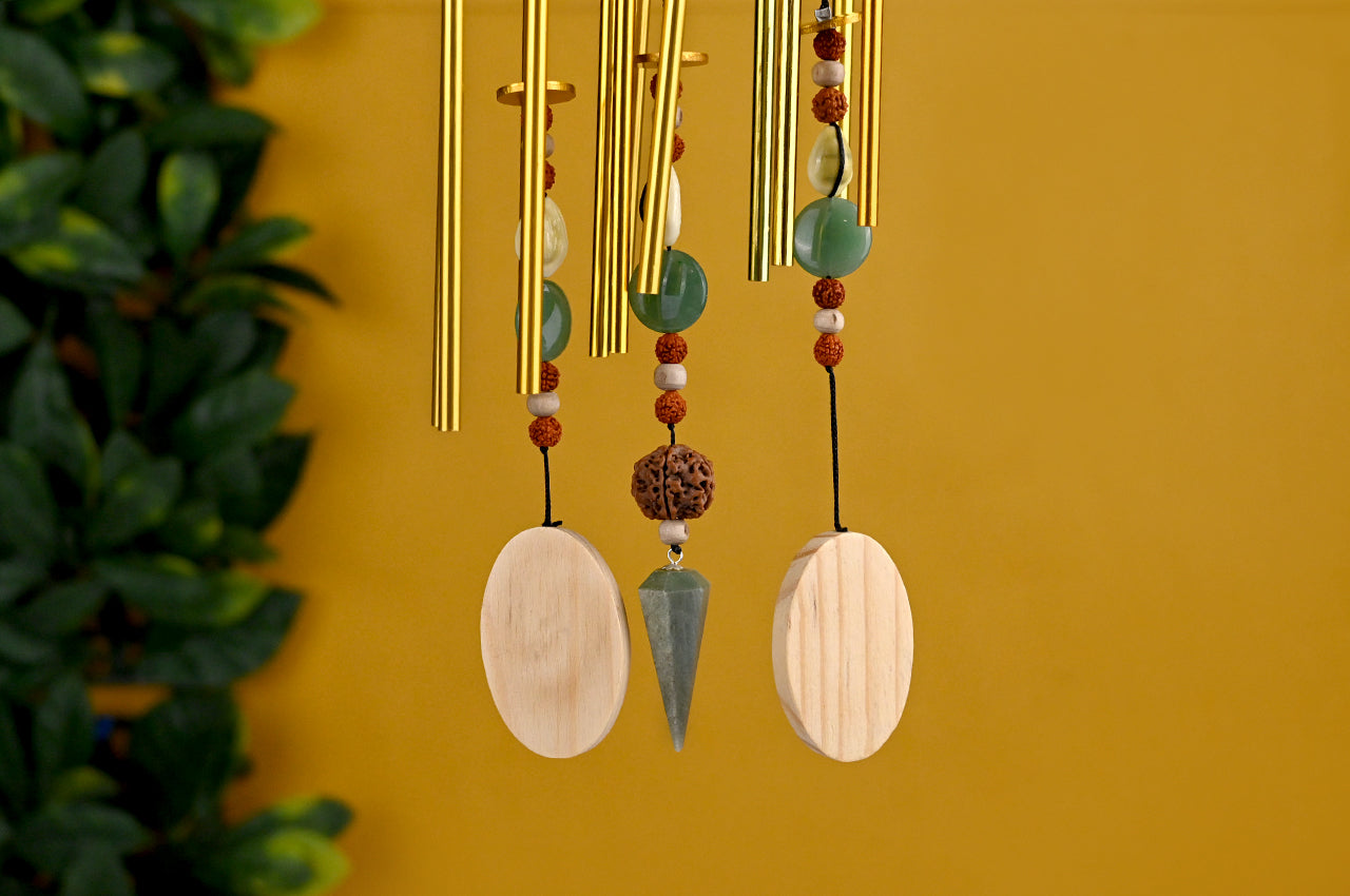 5 Mukhi Green Jade Cowry Windspiel für gute Gesundheit